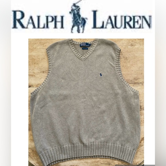 Polo by Ralph Lauren Men’s XXL Tan Cotton‎ Knit Sweater Vest - Picture 1 of 10